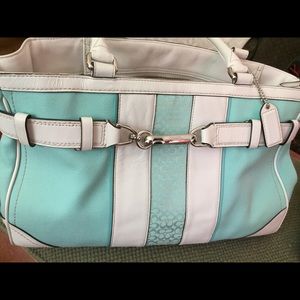Aqua Coach canvas and leather bag